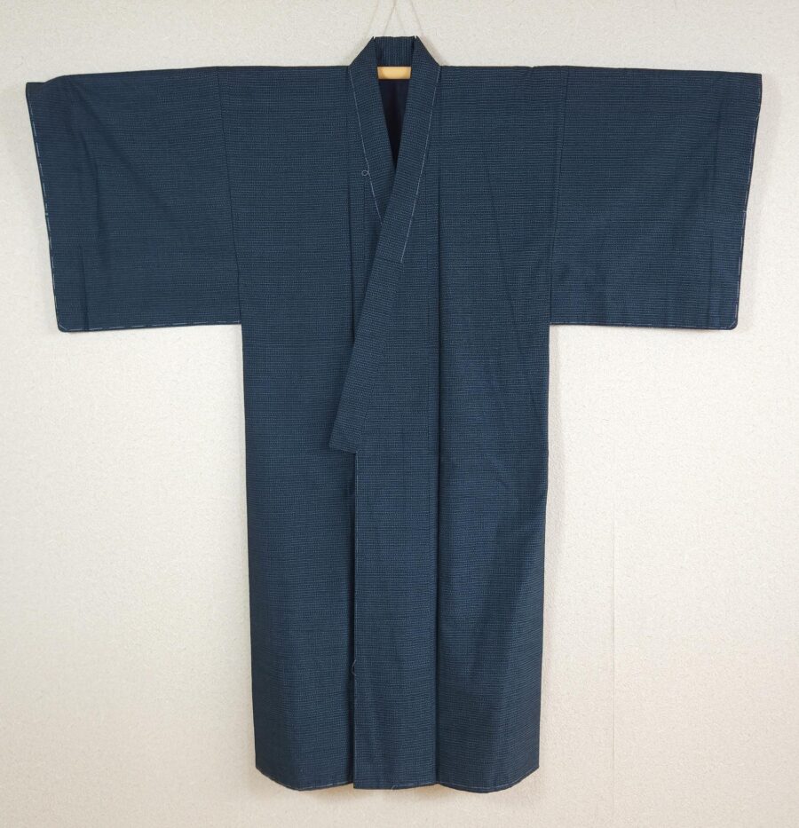 Navy blue men's Kimono set with landscape design
