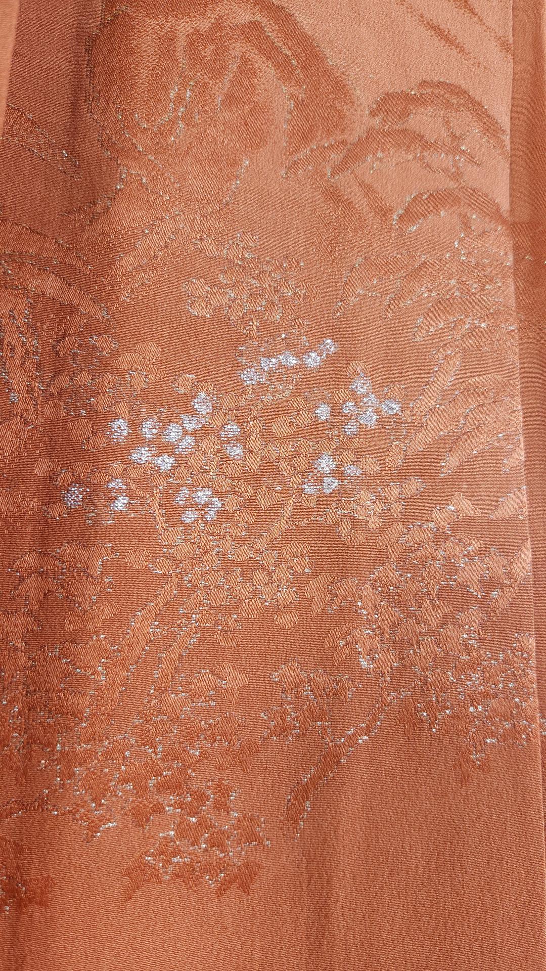 Orange Haori with silver landscape motifs