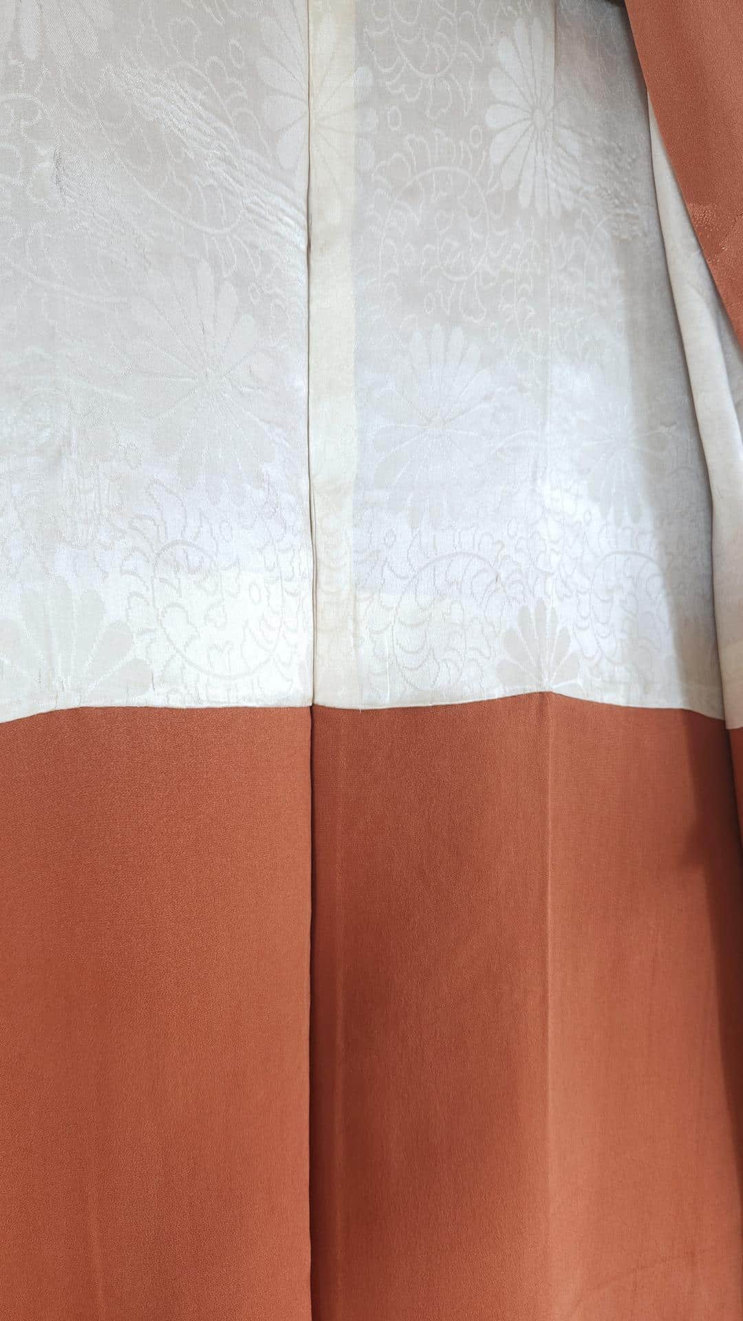Orange Haori with silver landscape motifs