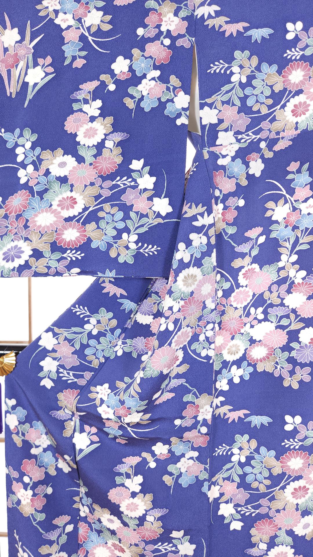 Pastel floral blue Komon Kimono