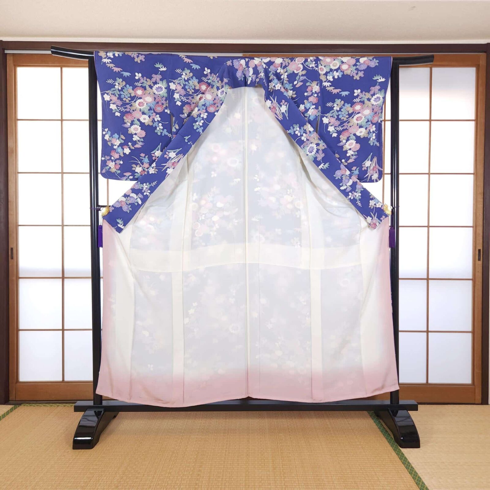 Pastel floral blue Komon Kimono