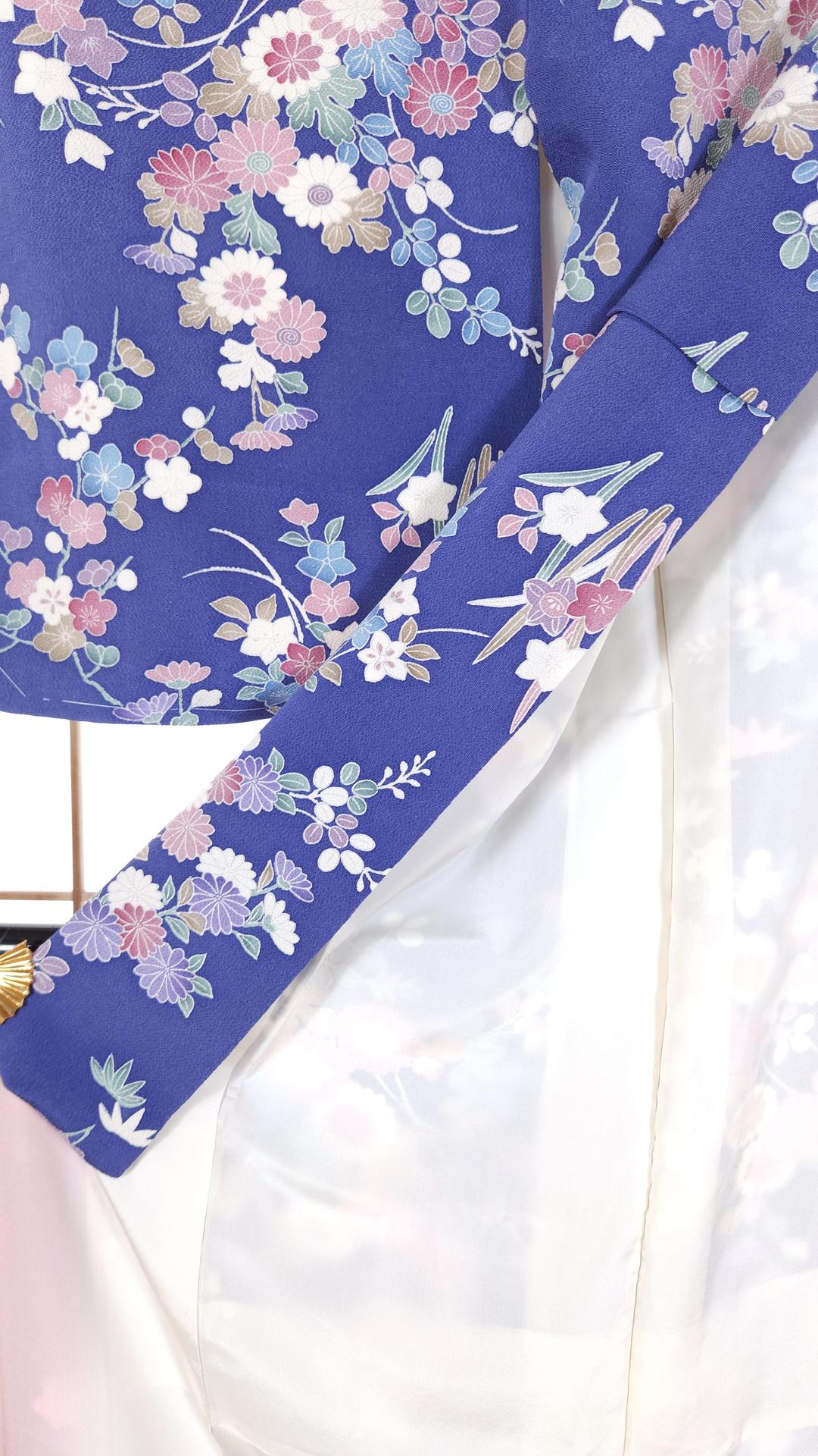 Pastel floral blue Komon Kimono