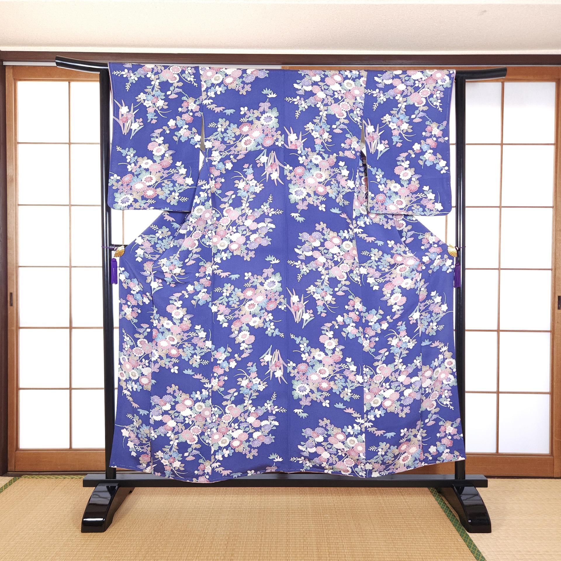 Pastel floral blue Komon Kimono