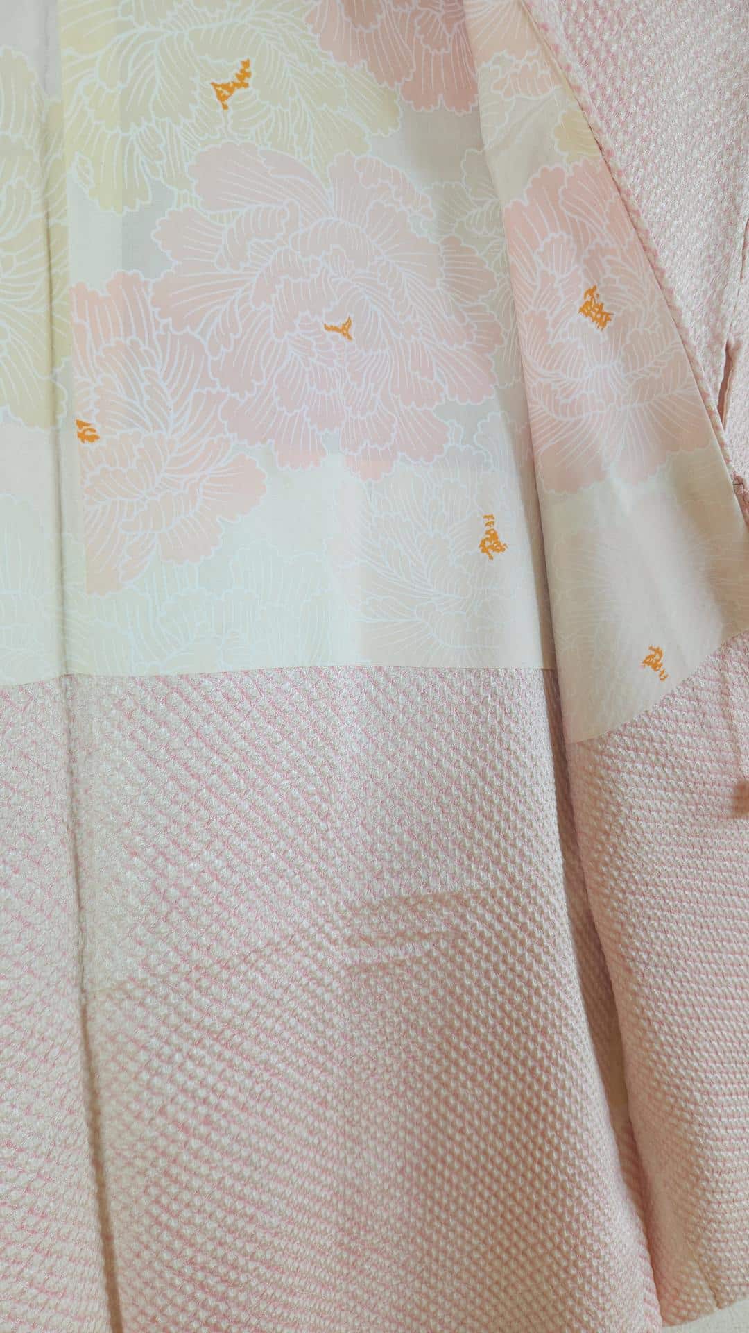 Pink Shibori Haori with flying butterflies