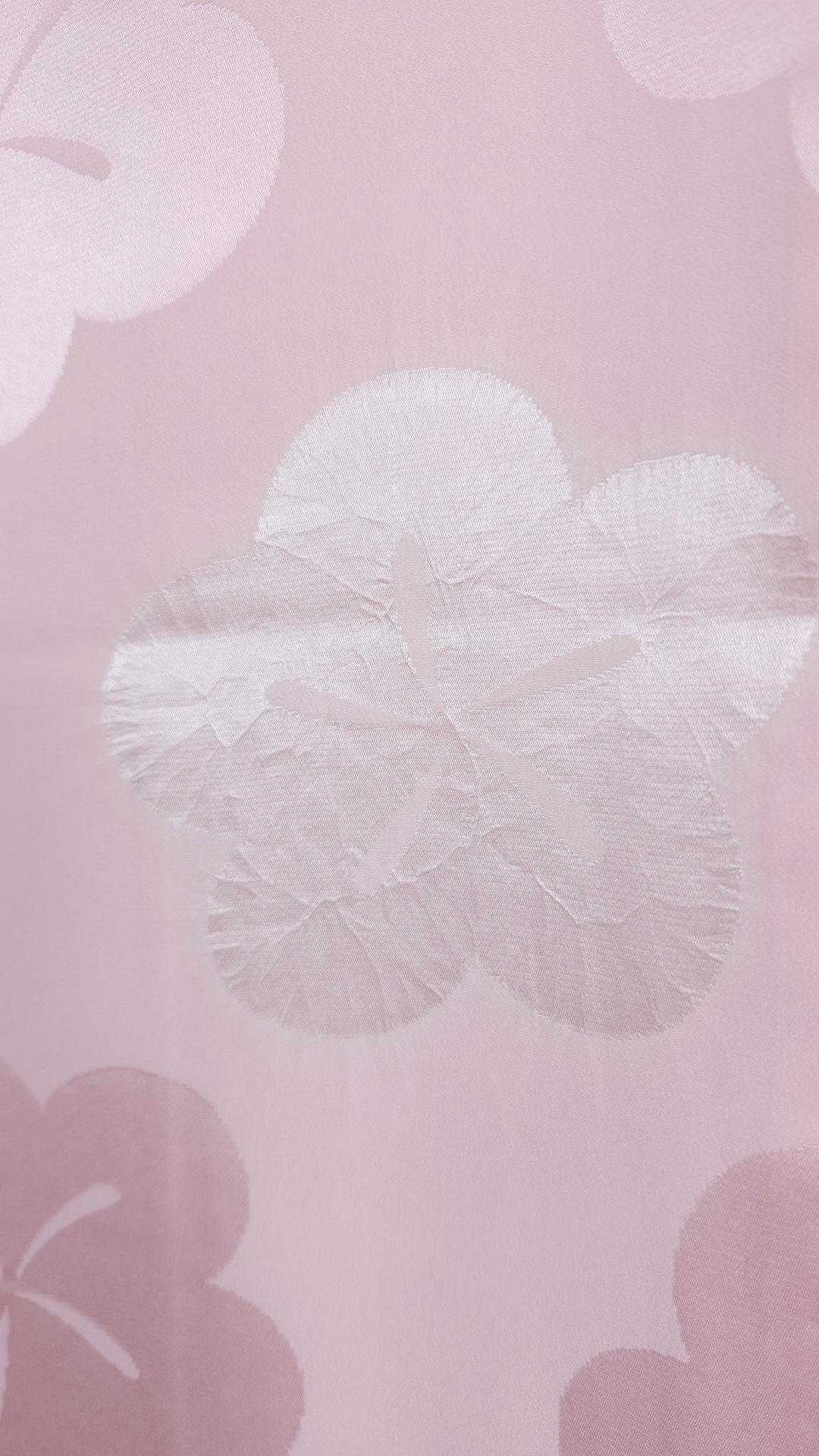 Powder pink Nagajuban with Ume flowers