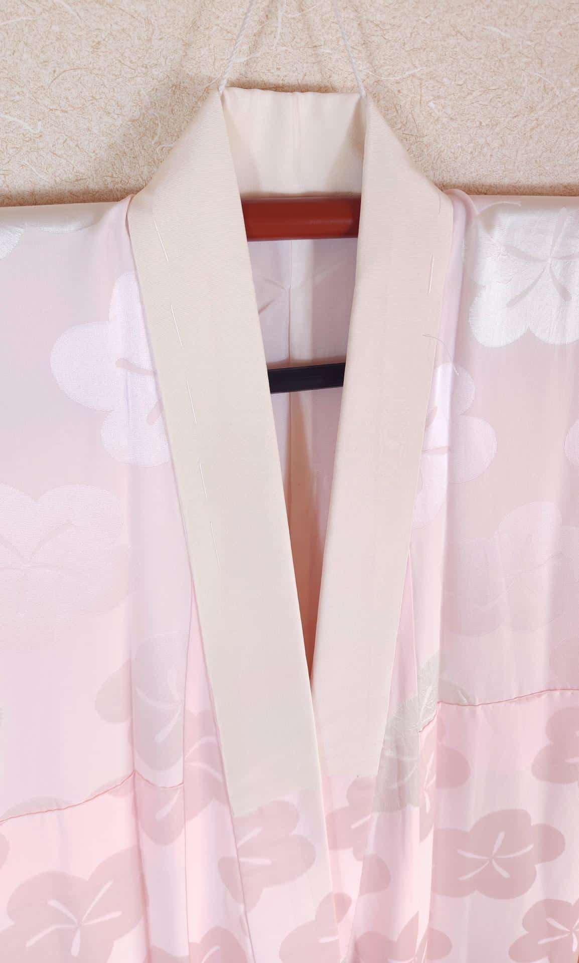 Powder pink Nagajuban with Ume flowers