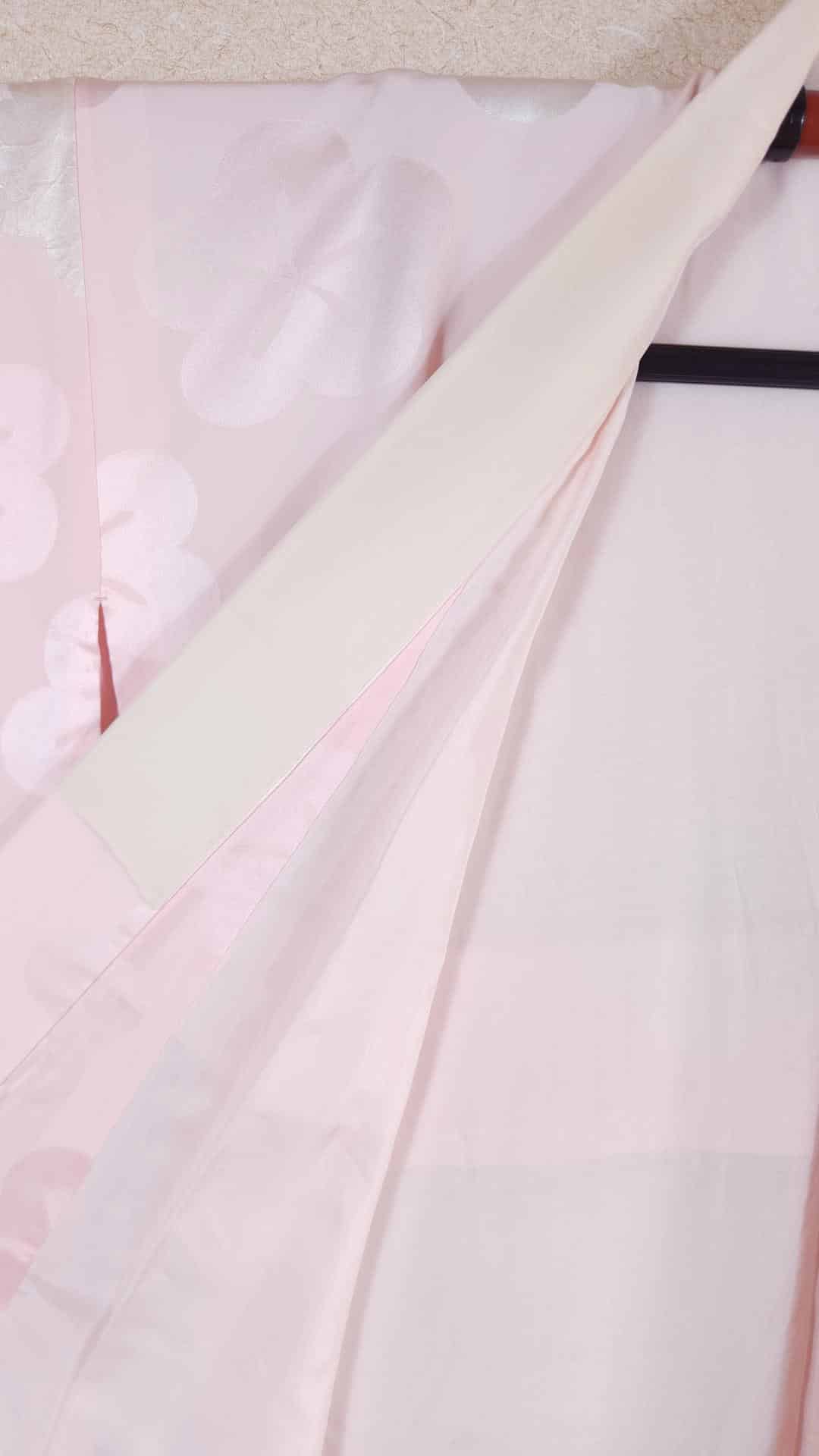 Powder pink Nagajuban with Ume flowers