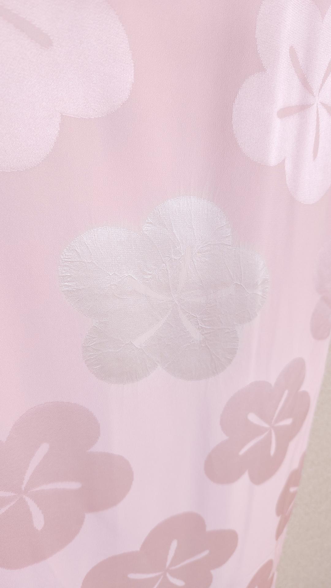 Powder pink Nagajuban with Ume flowers