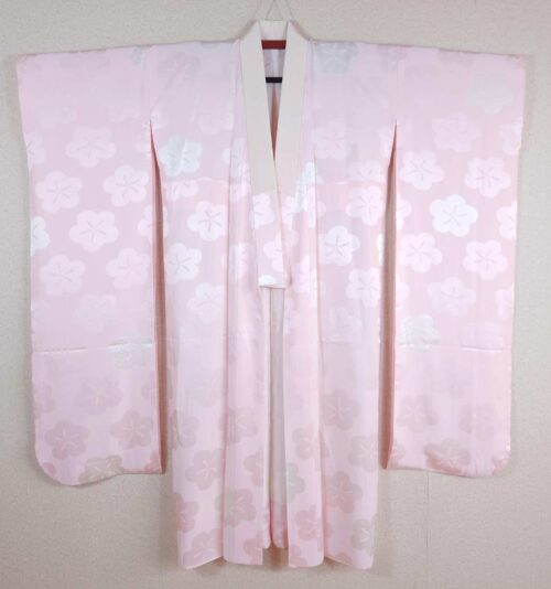 Powder pink Nagajuban with Ume flowers