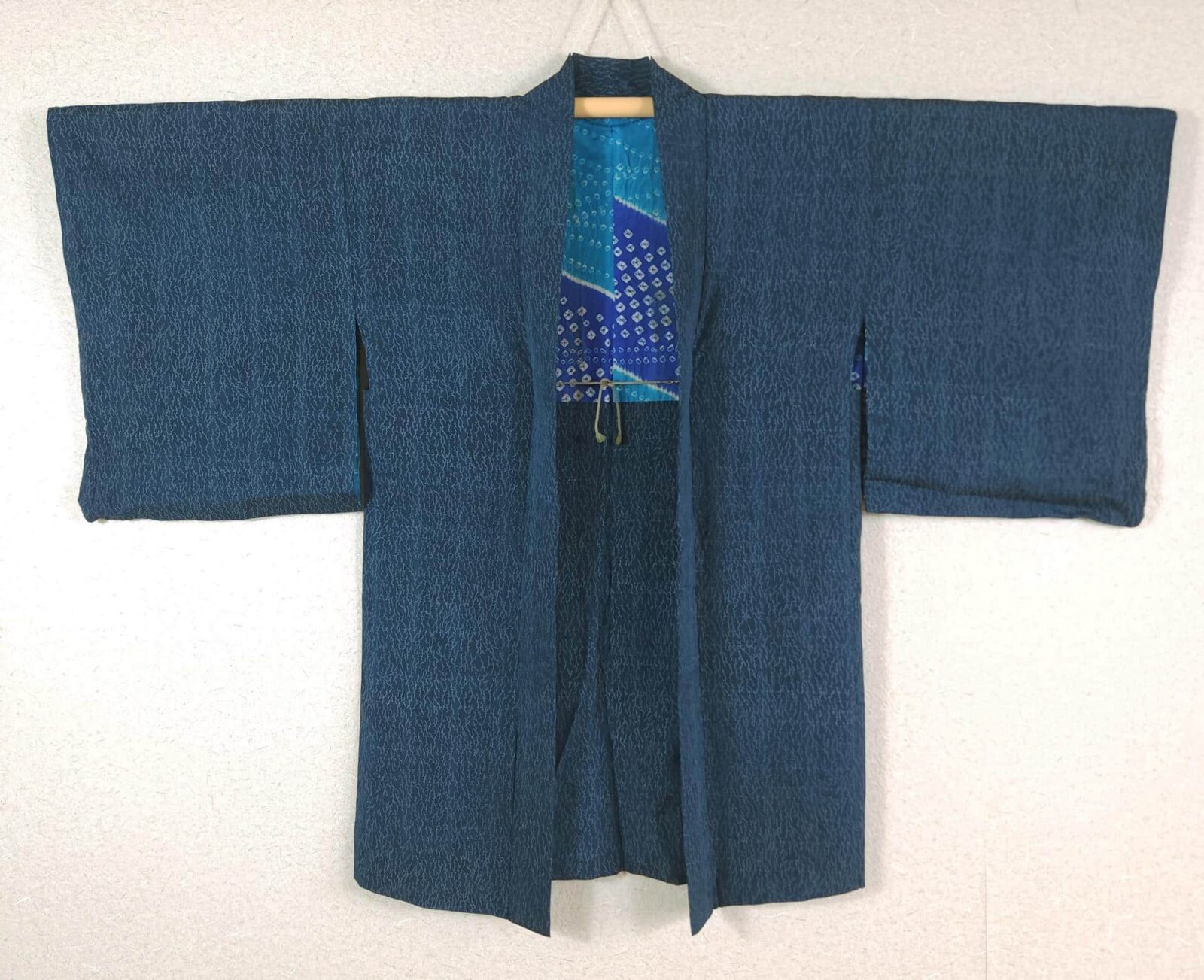 Teal blue Haori with Shibori lining