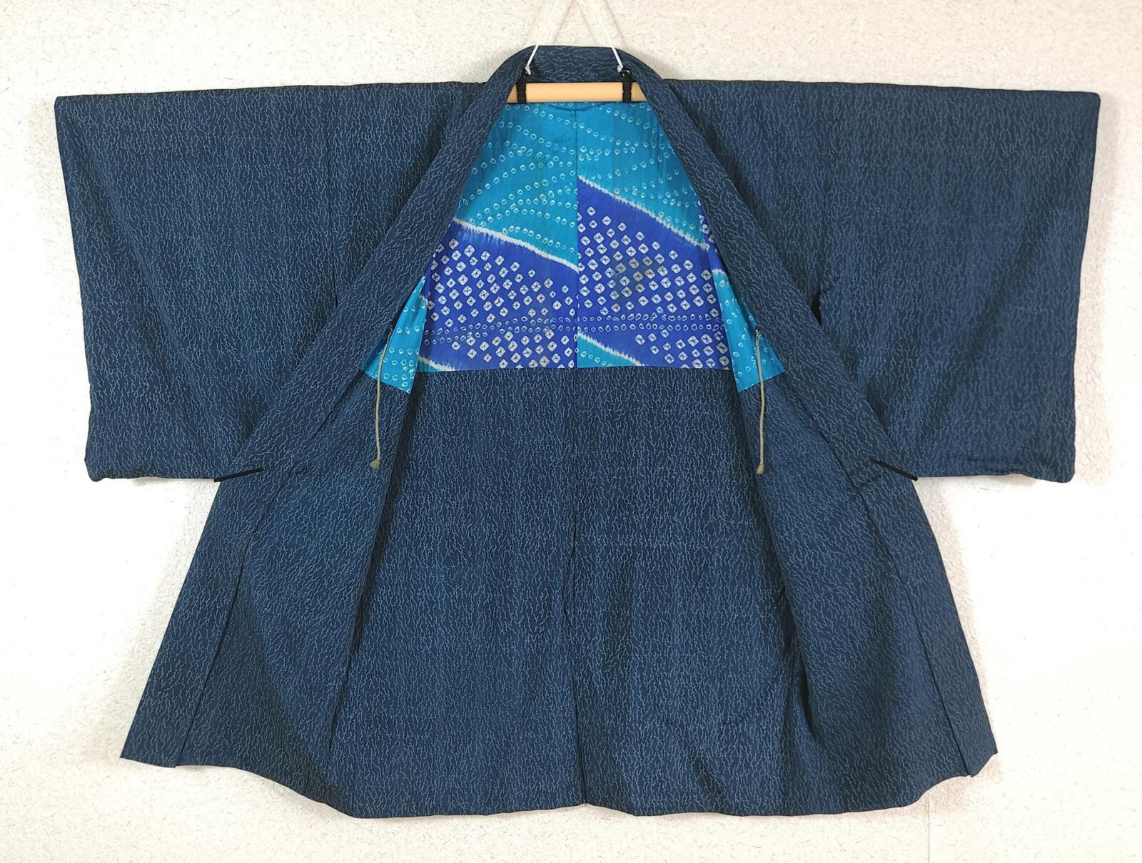 Teal blue Haori with Shibori lining