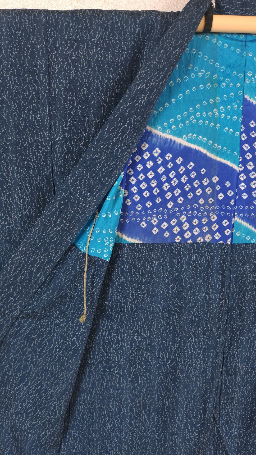 Teal blue Haori with Shibori lining