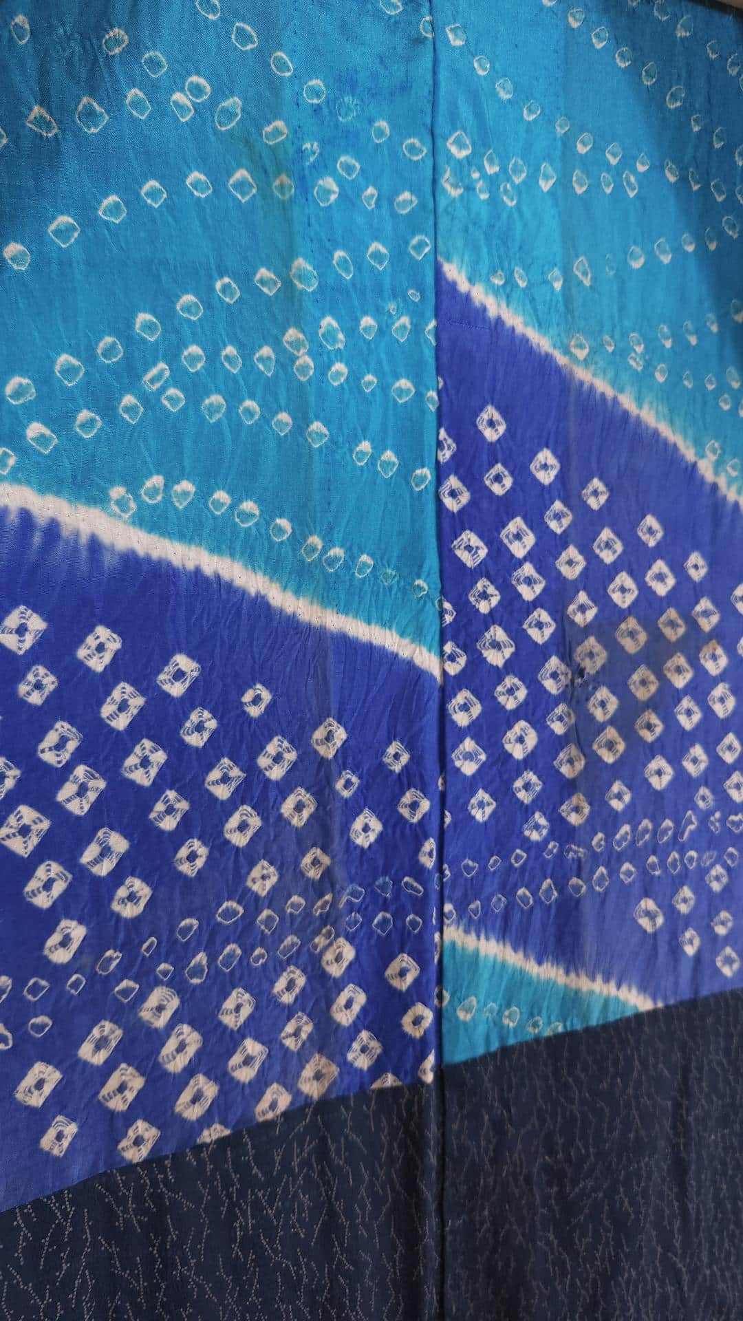 Teal blue Haori with Shibori lining