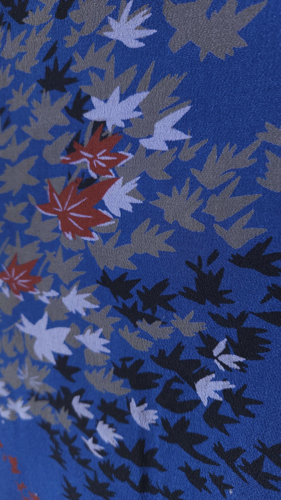 Vintage teal blue Haori with maple leaves