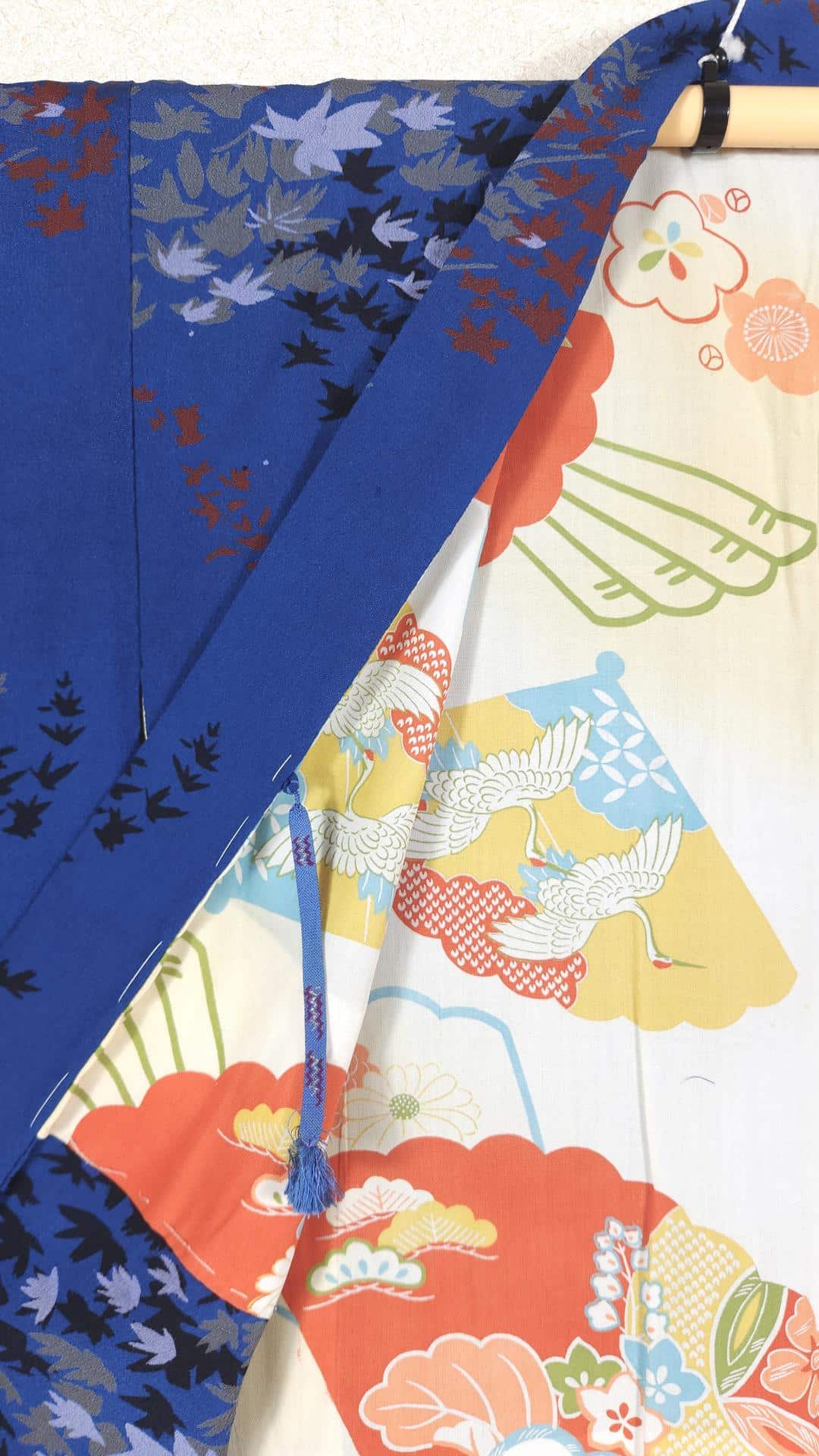 Vintage teal blue Haori with maple leaves