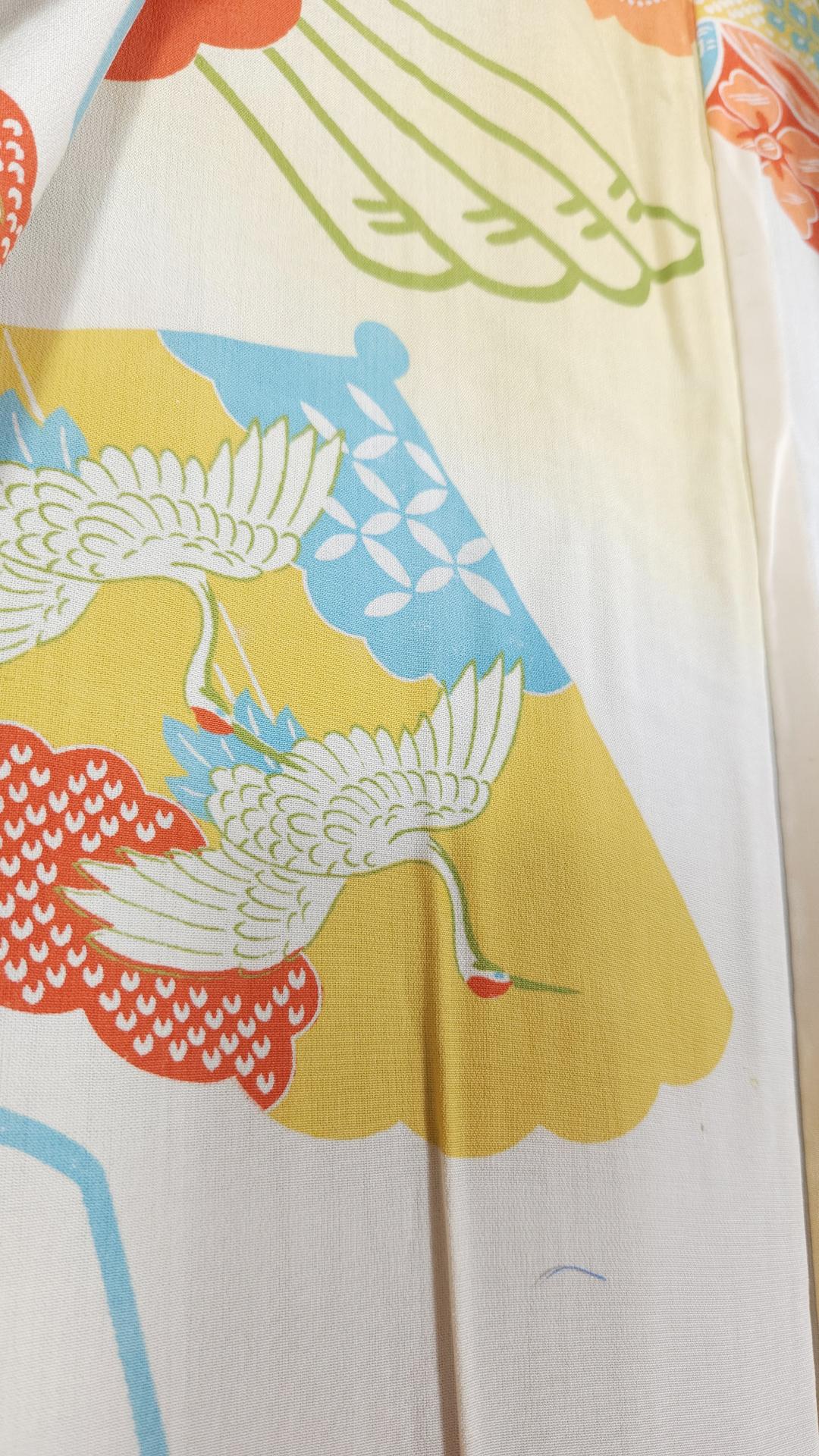 Vintage teal blue Haori with maple leaves