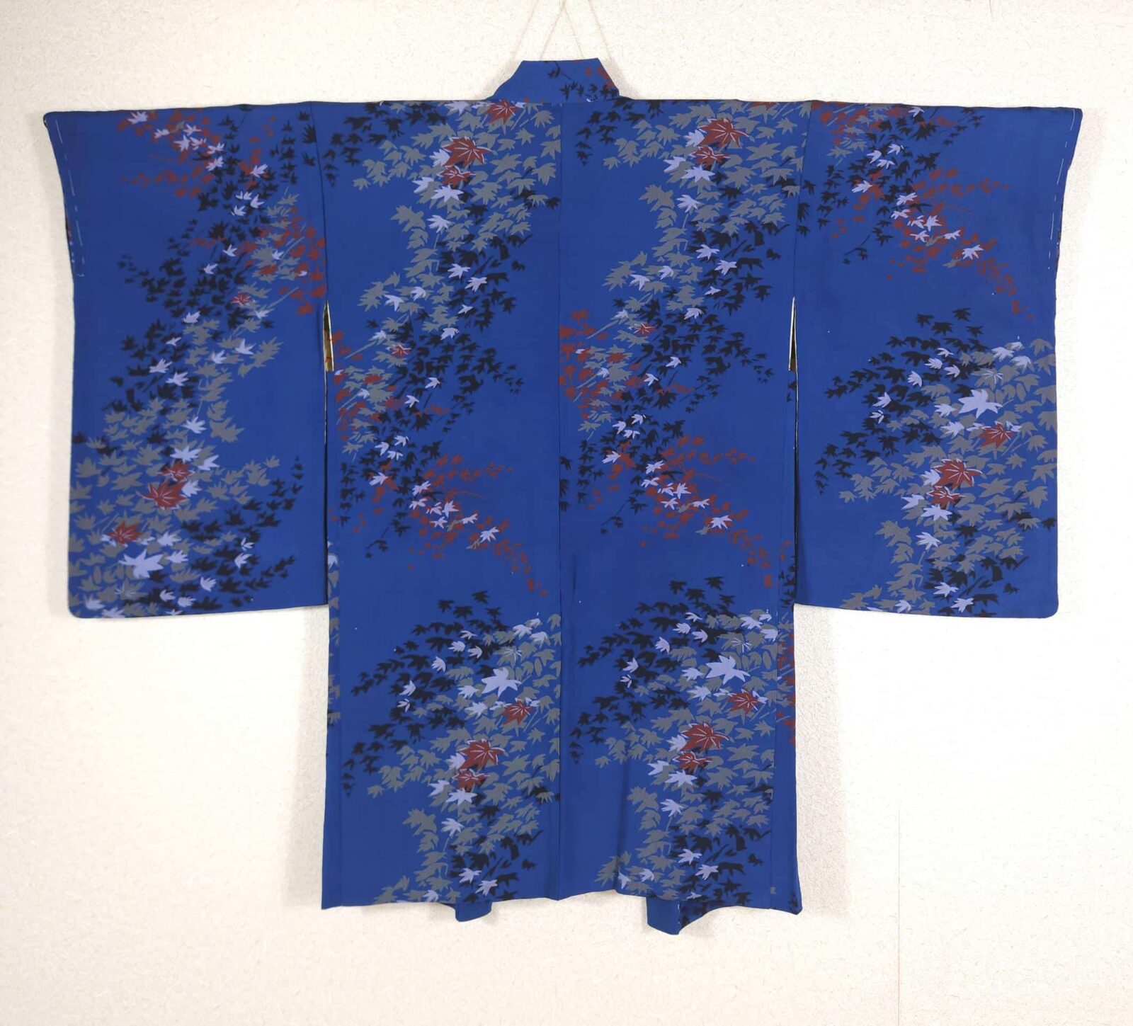 Vintage teal blue Haori with maple leaves