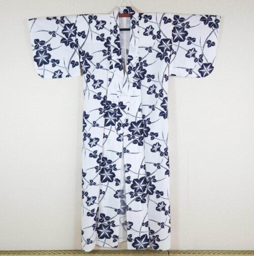 White Yukata with Asagao flowers