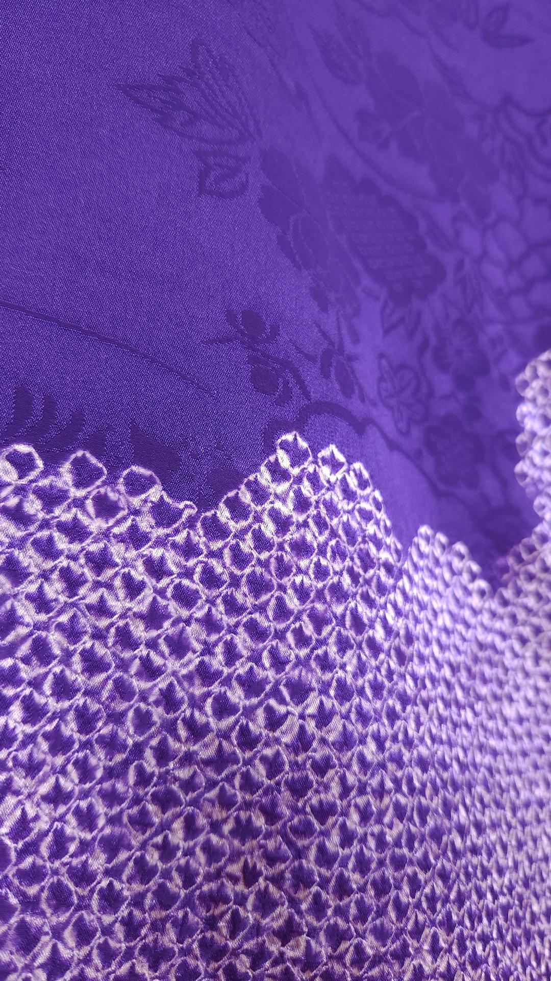 Antique purple Houmongi embroidery and Shibori