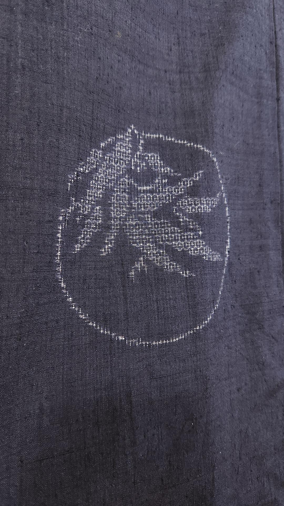 Black Tsumugi Kimono with bamboo leaves