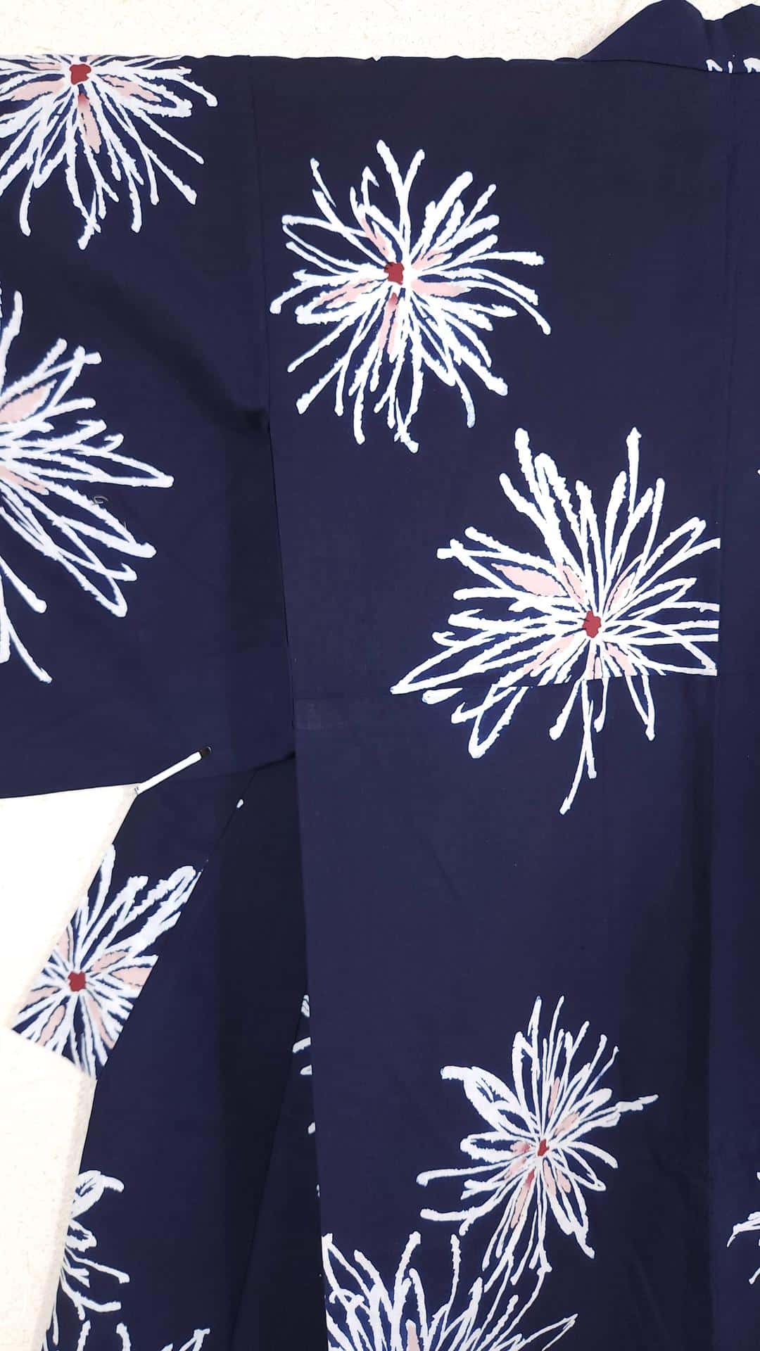 Blue cotton Yukata with chrysanthemums
