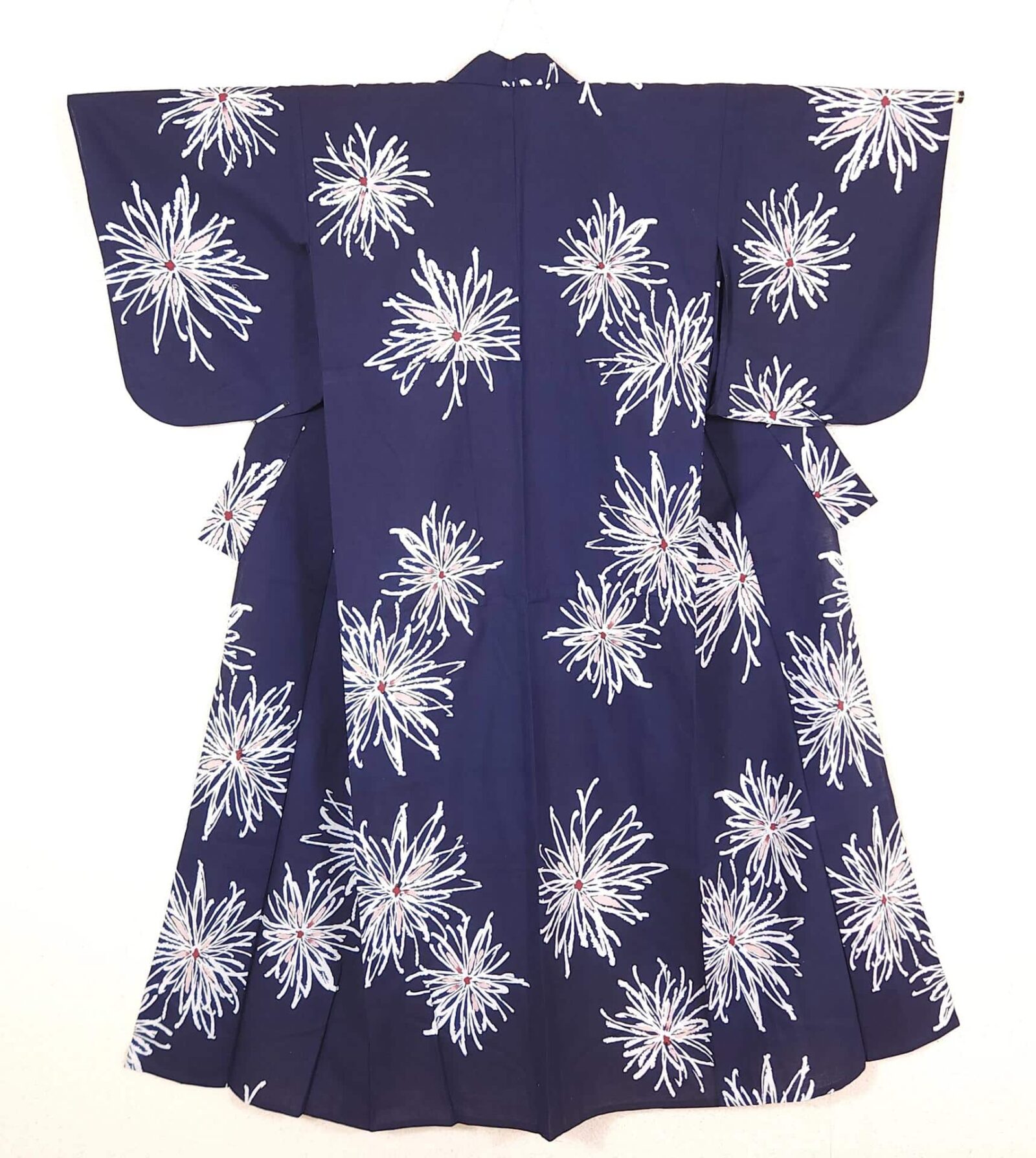 Blue cotton Yukata with chrysanthemums