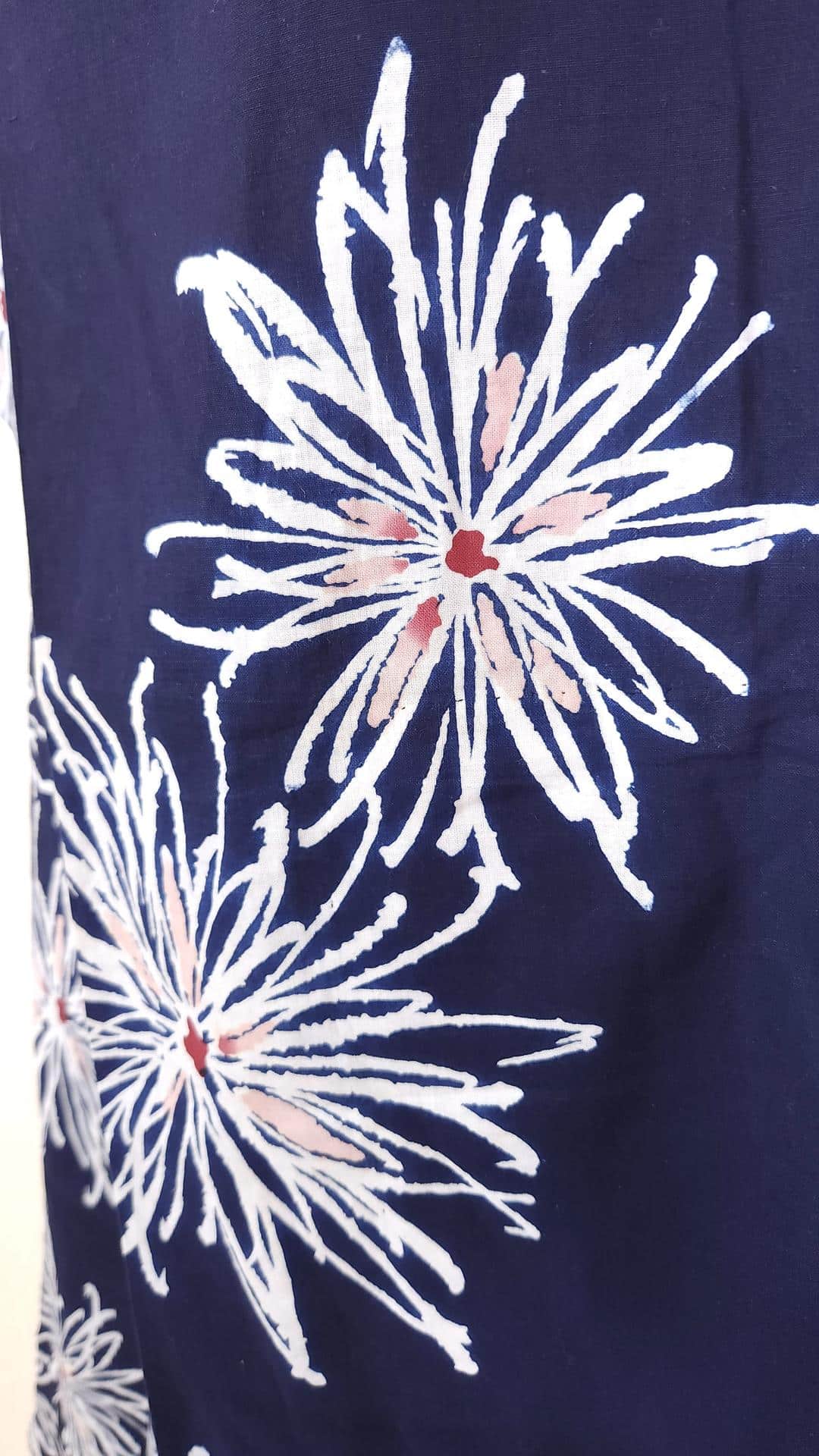 Blue cotton Yukata with chrysanthemums