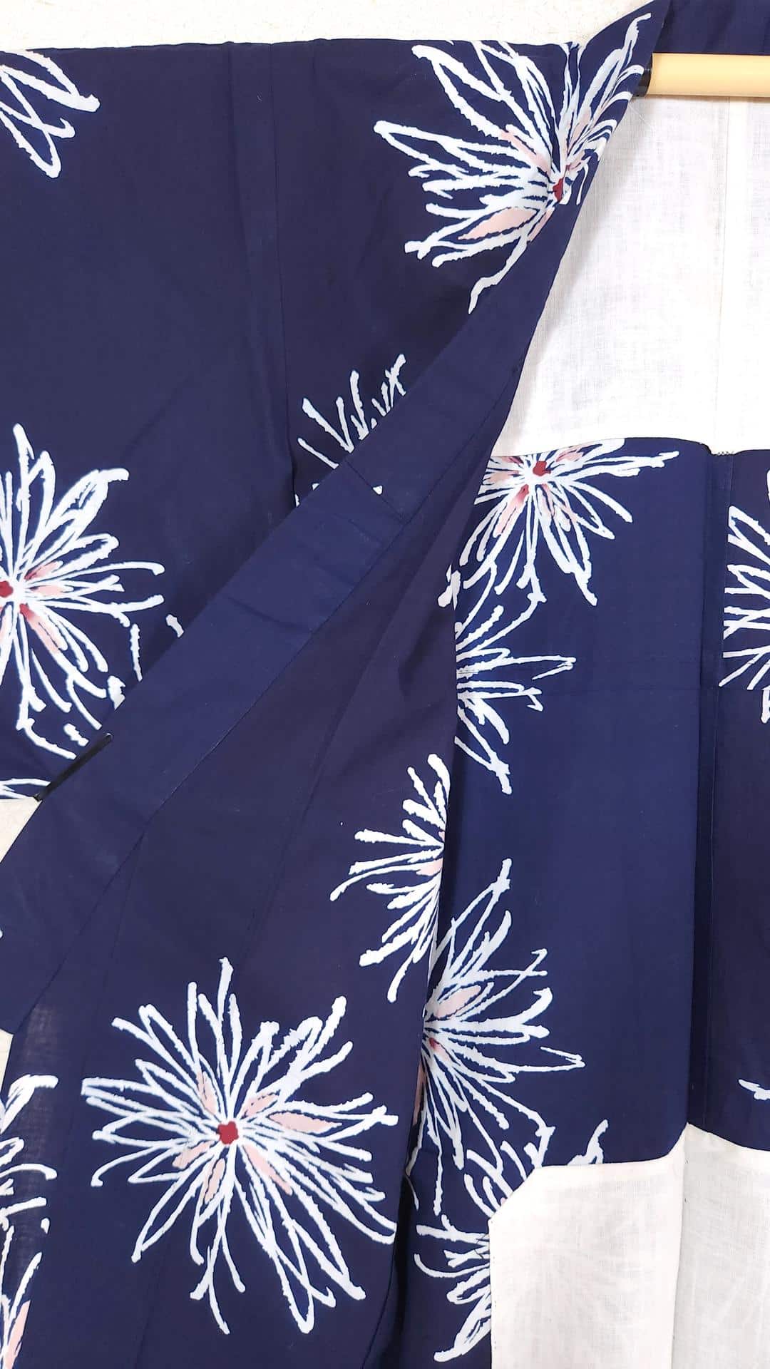 Blue cotton Yukata with chrysanthemums