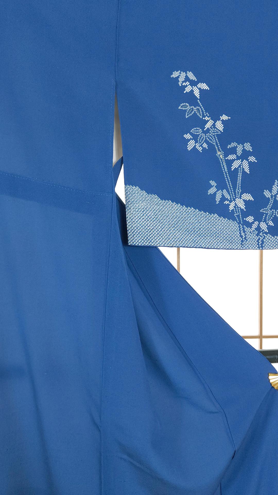 Capri blue Houmongi with bamboo motifs
