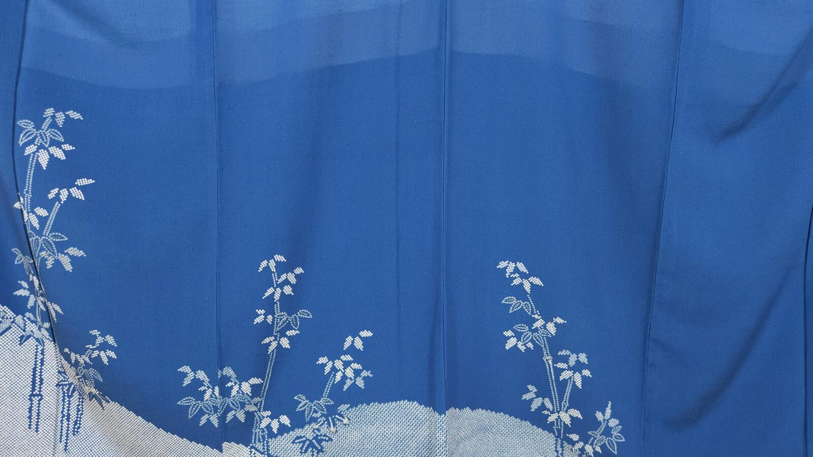 Capri blue Houmongi with bamboo motifs