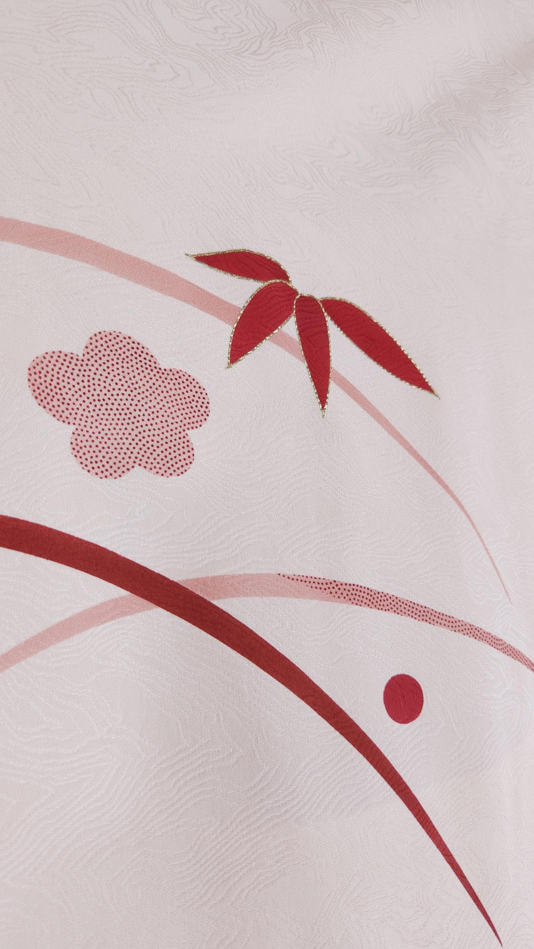 Cream pink Haori with Yuzen motifs