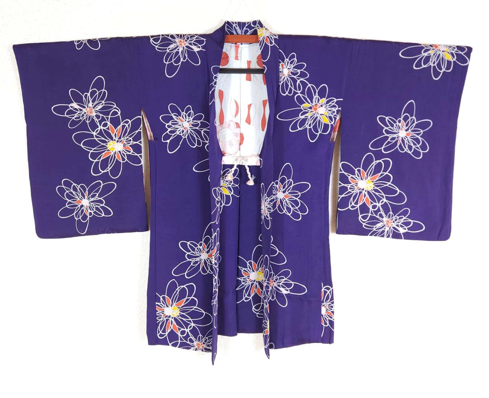 Deep violet vintage Haori with stylized flowers