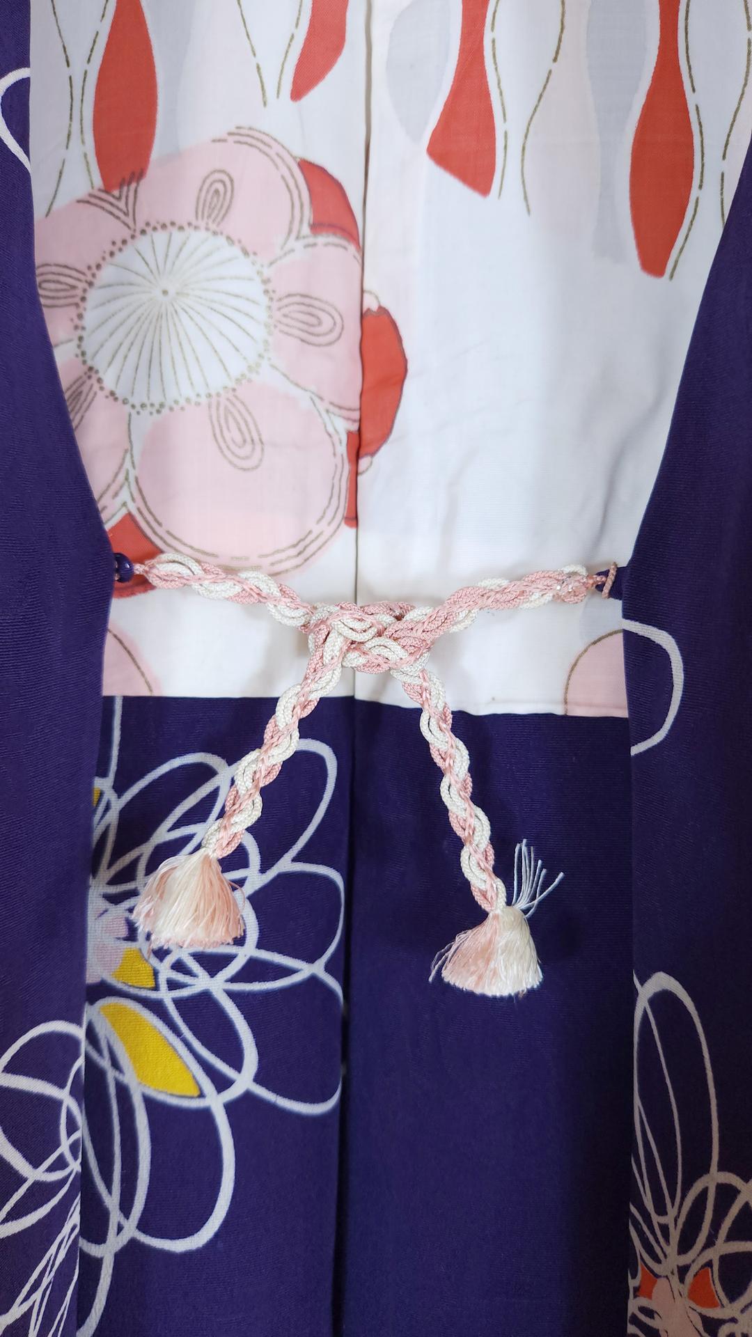 Deep violet vintage Haori with stylized flowers