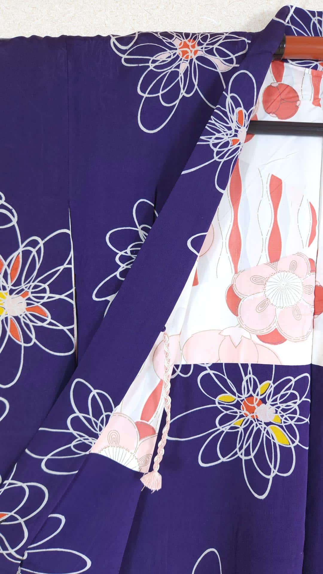 Deep violet vintage Haori with stylized flowers