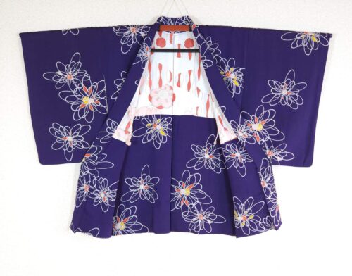Deep violet vintage Haori with stylized flowers