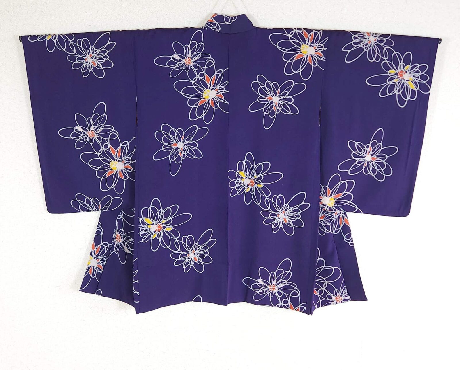 Deep violet vintage Haori with stylized flowers