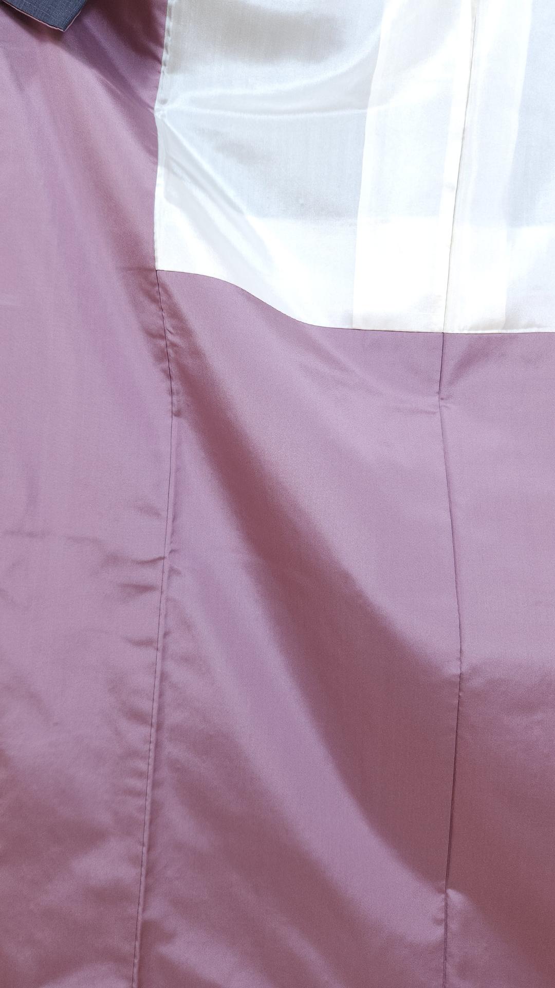 Gray Houmongi mauve flowers - Tsumugi style