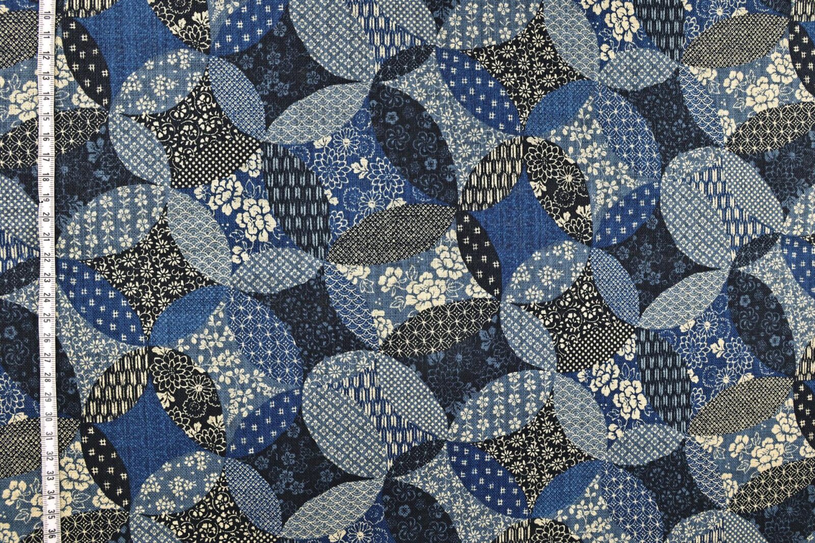 Japanese fabric Boro style in blue and ecru