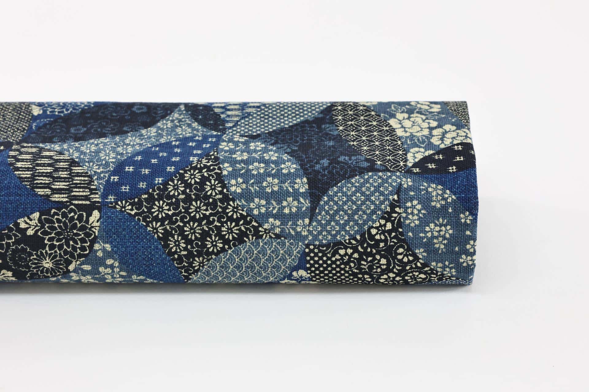 Japanese fabric Boro style in blue and ecru