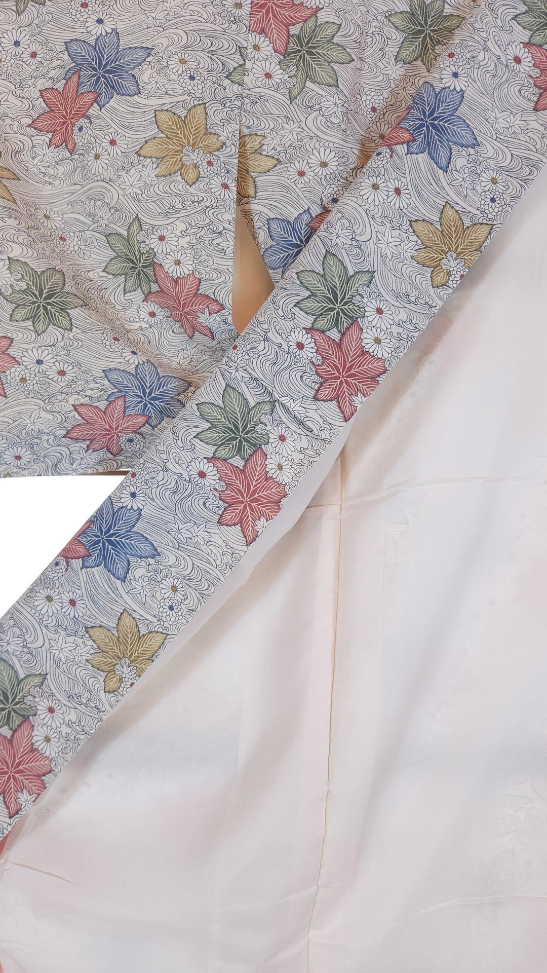 Kimono Komon with colorful Momiji leaves