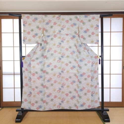 Kimono Komon with colorful Momiji leaves