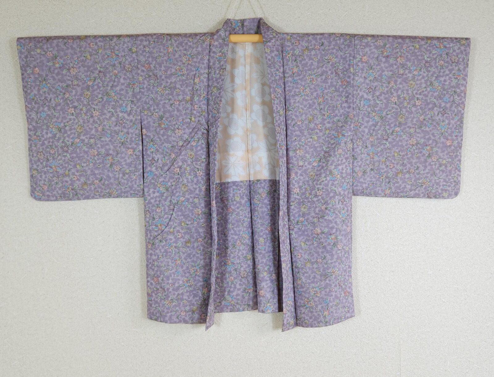 Lavender violet Haori with pastel flowers