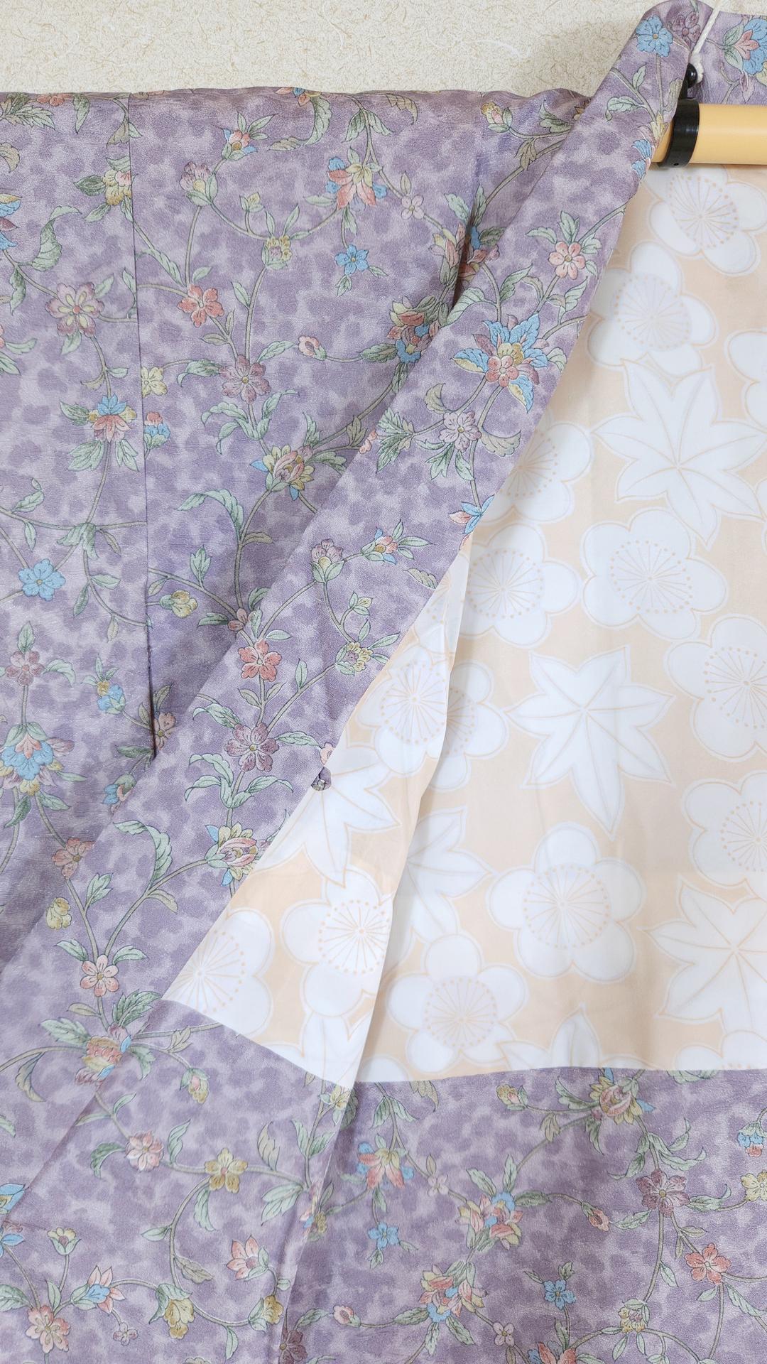 Lavender violet Haori with pastel flowers