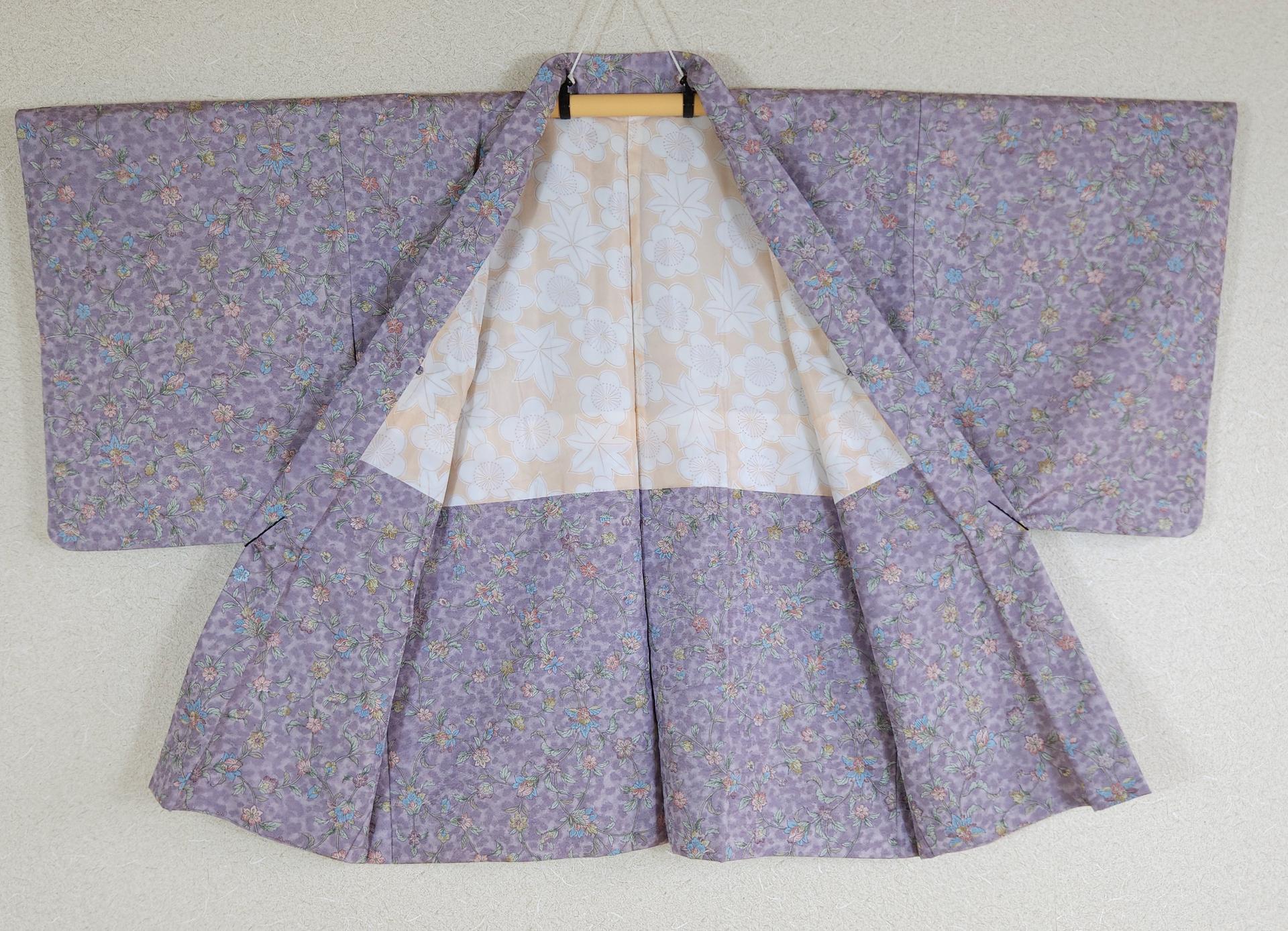 Lavender violet Haori with pastel flowers