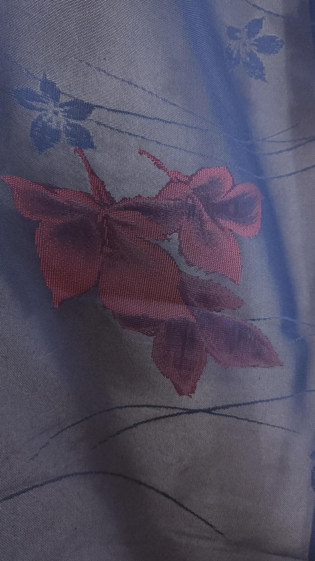 Lightweight summer Kimono navy blue with flowers pattern