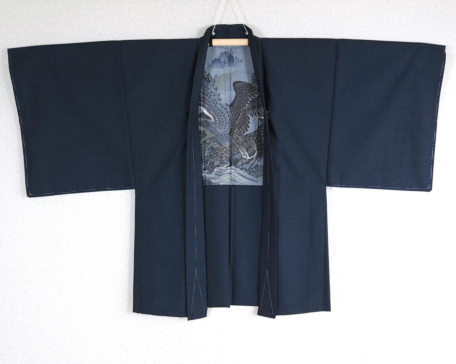 Men’s navy blue haori with eagle lining