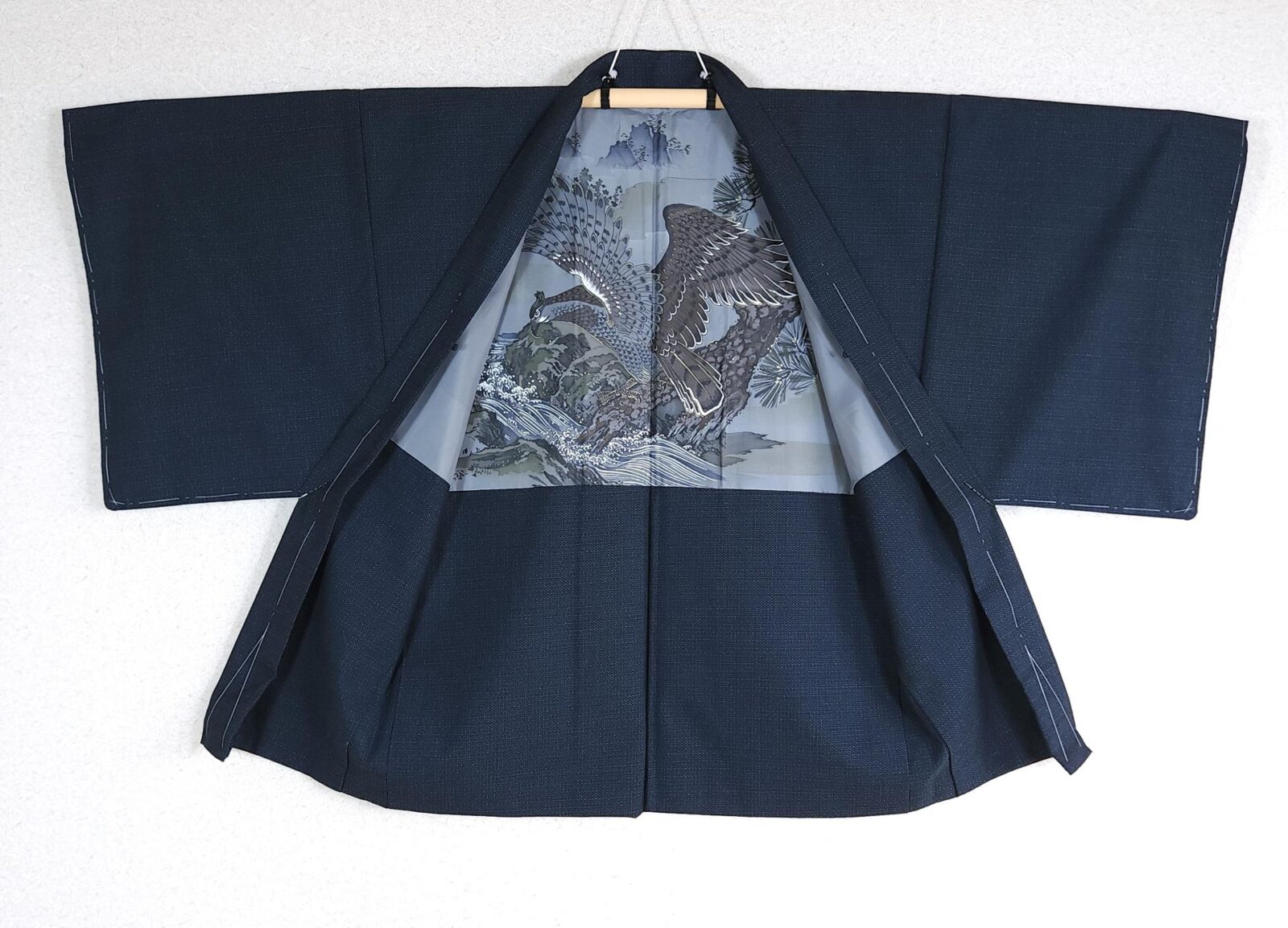 Men’s navy blue haori with eagle lining