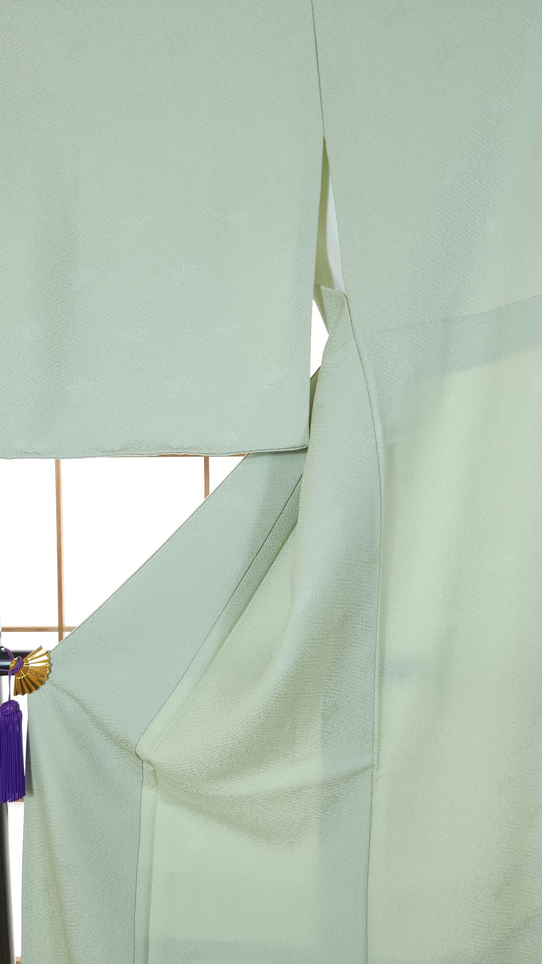 Mint green Iromuji Kimono Sayagata pattern
