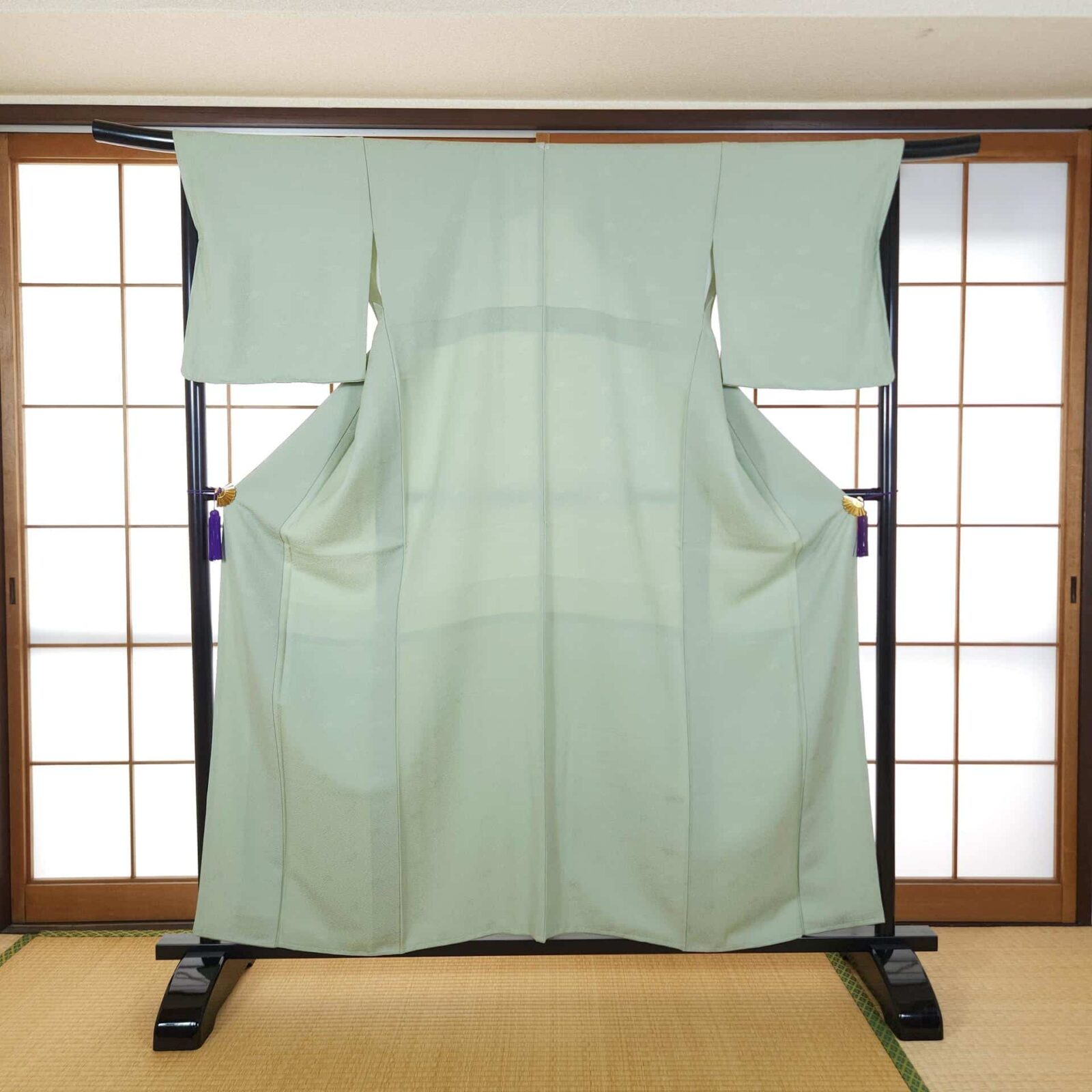 Mint green Iromuji Kimono Sayagata pattern