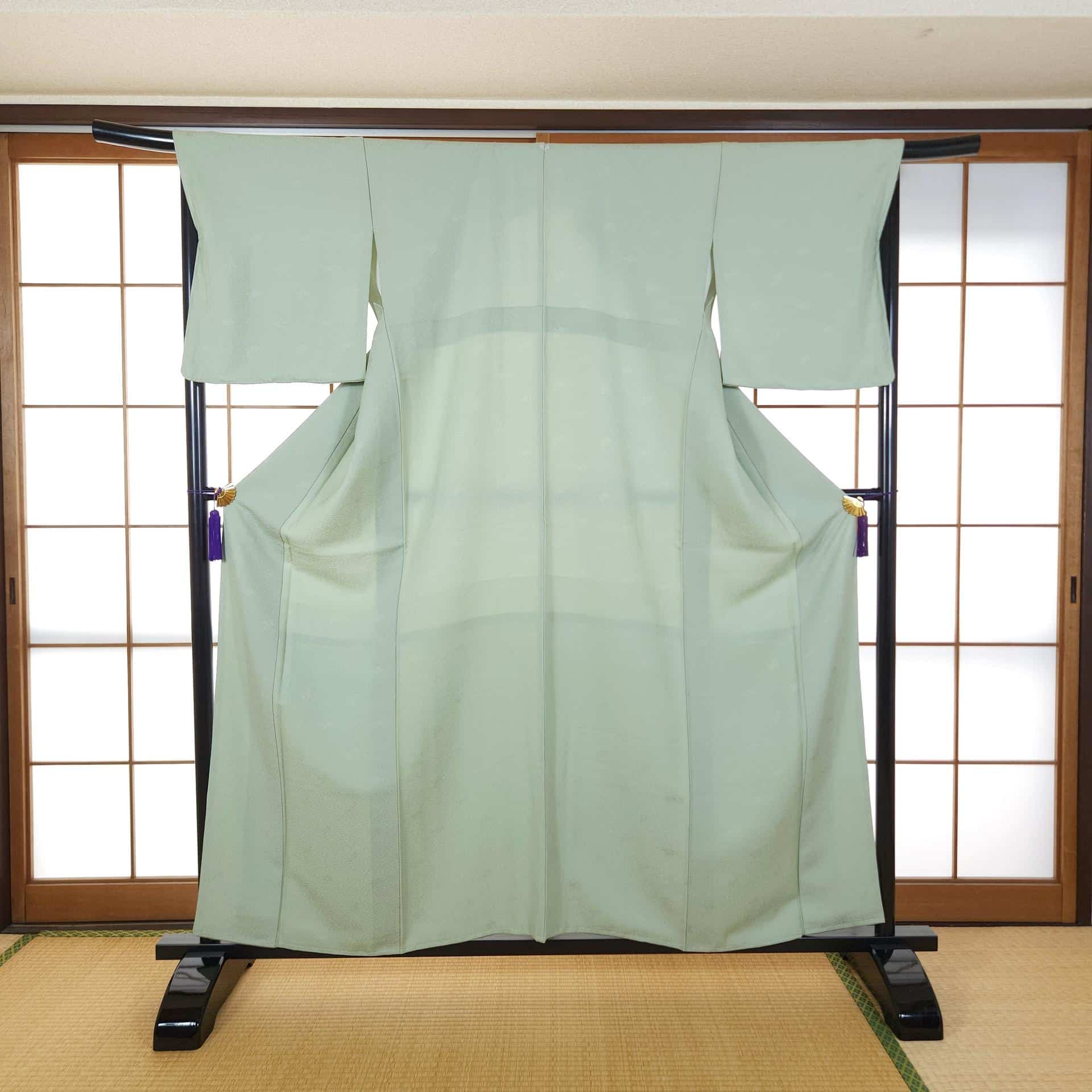 Mint green Iromuji Kimono Sayagata pattern